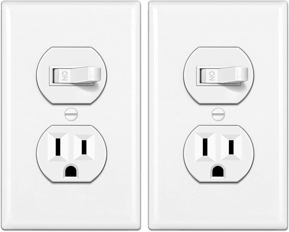 2 Pack Combination Toggle Light Switch and Duplex Receptacle Outlet, Single Pole