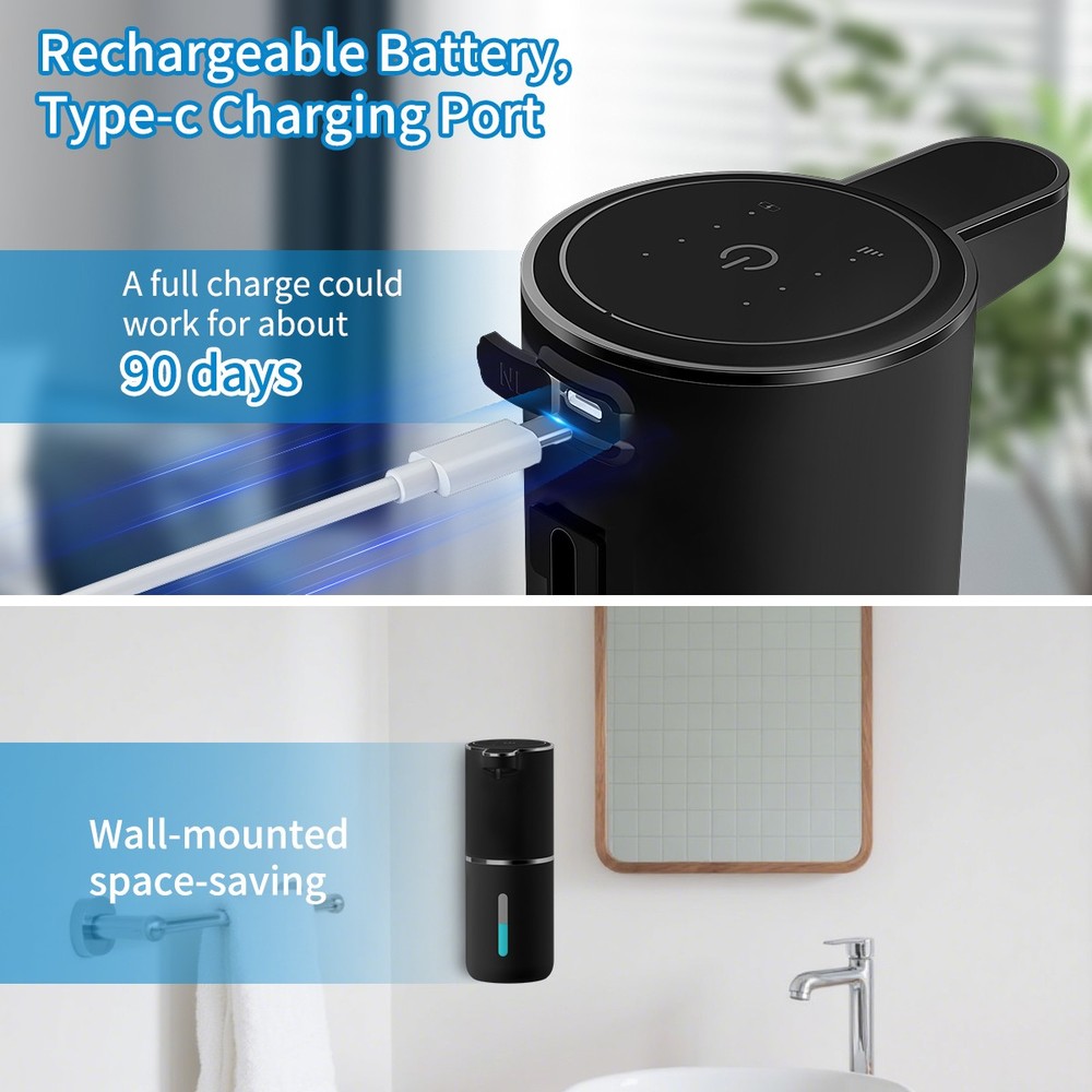 Automatic Foaming Soap Dispenser, Touchless Dispenser 380ml USB Rechargeable