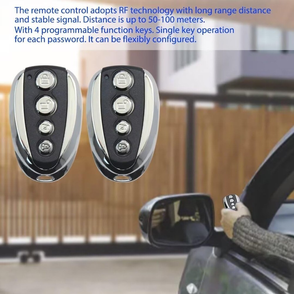 2X Remote Control Backup Key Sliding Gate Opener Automatic Operator 433.92MHz US