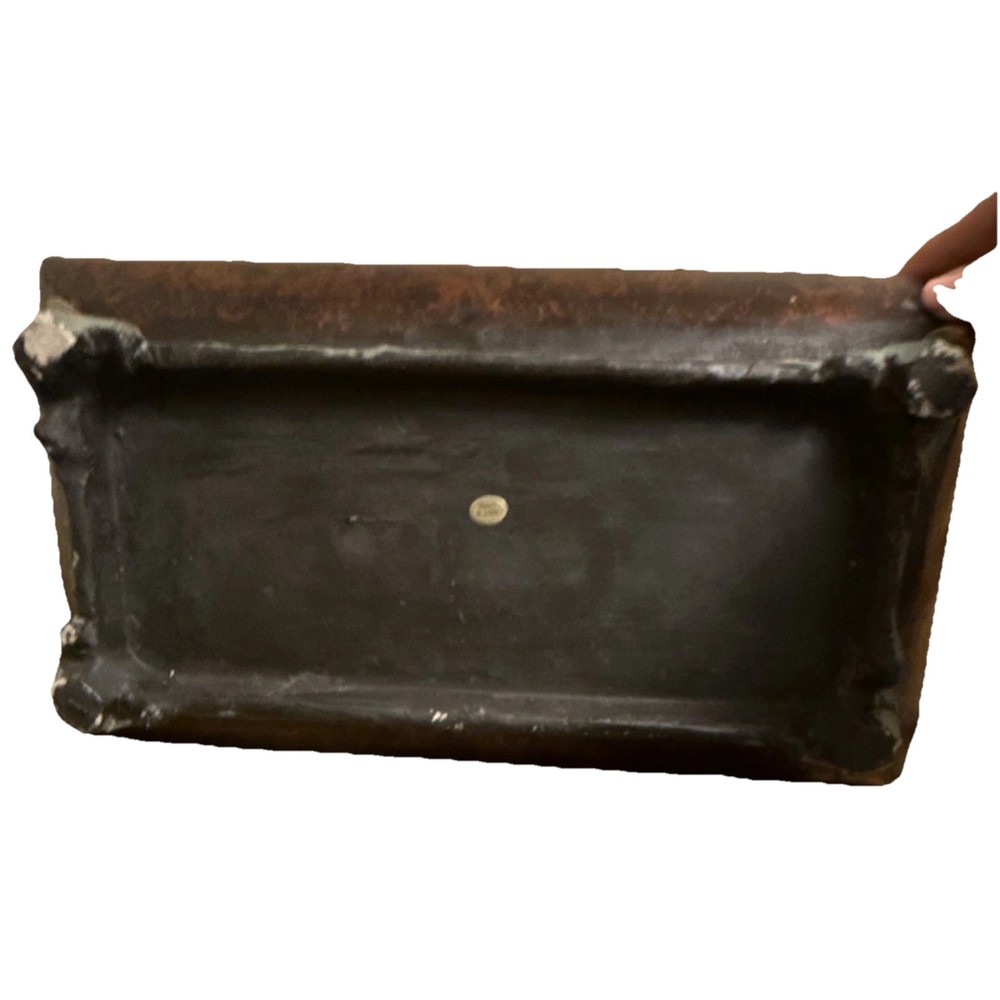Decorative Metal Rectangular Box with Ornate Lid, Brown Black, Freestanding