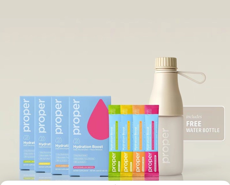 Proper Hydration Bundle Boost Stick 60 Packs,Electrolytes+Trace Minerals/bottle