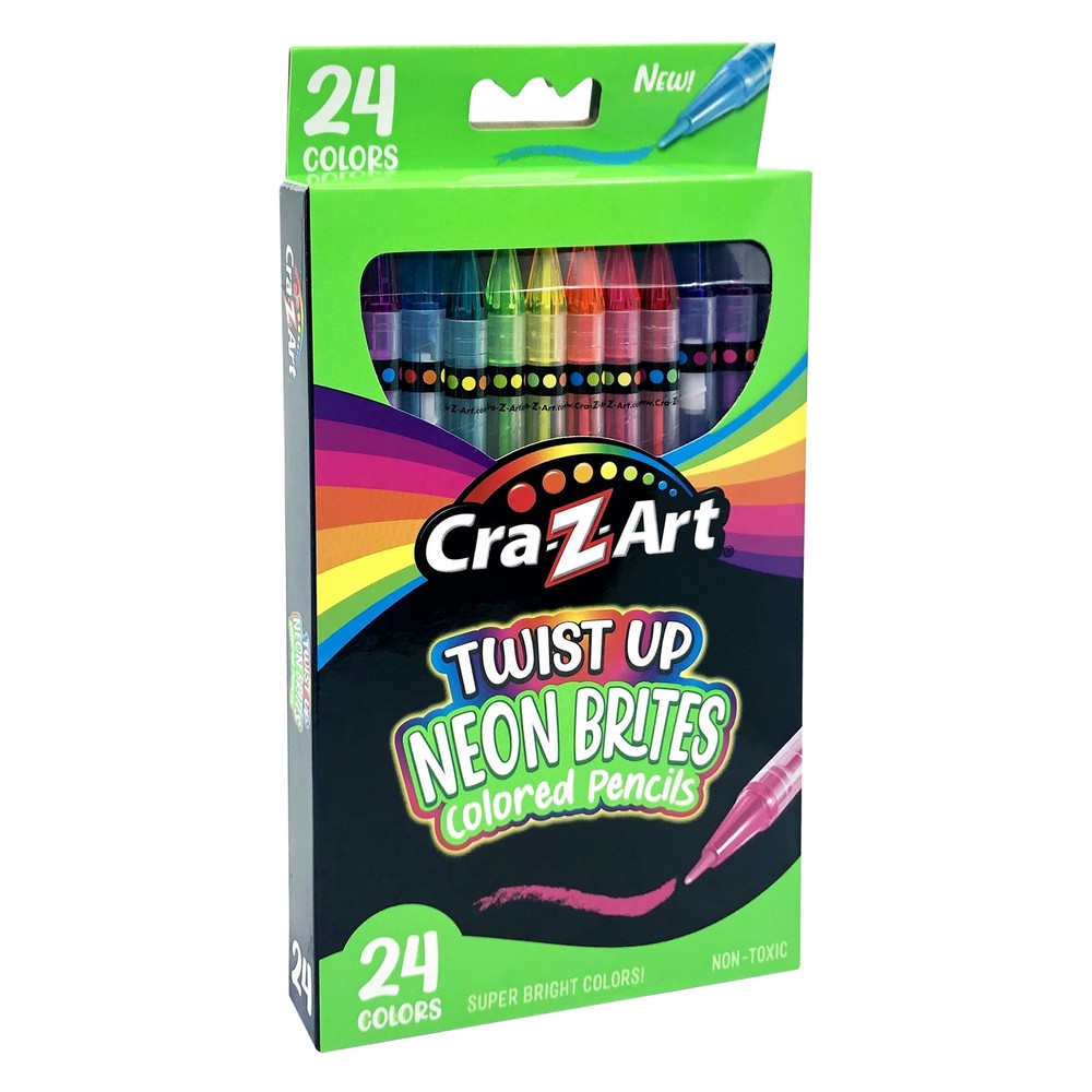 Neon Twist up Colored Pencils, 24 Count Multicolor, Beginner