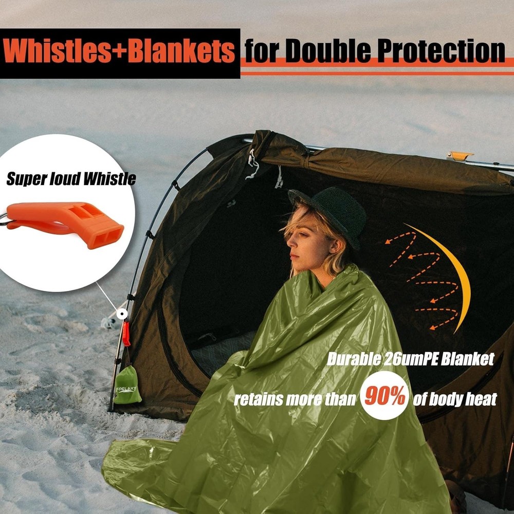 Emergency Blanket 2-Pack/4-Pack, Extra-Thick Extra-Large Space Blankets with