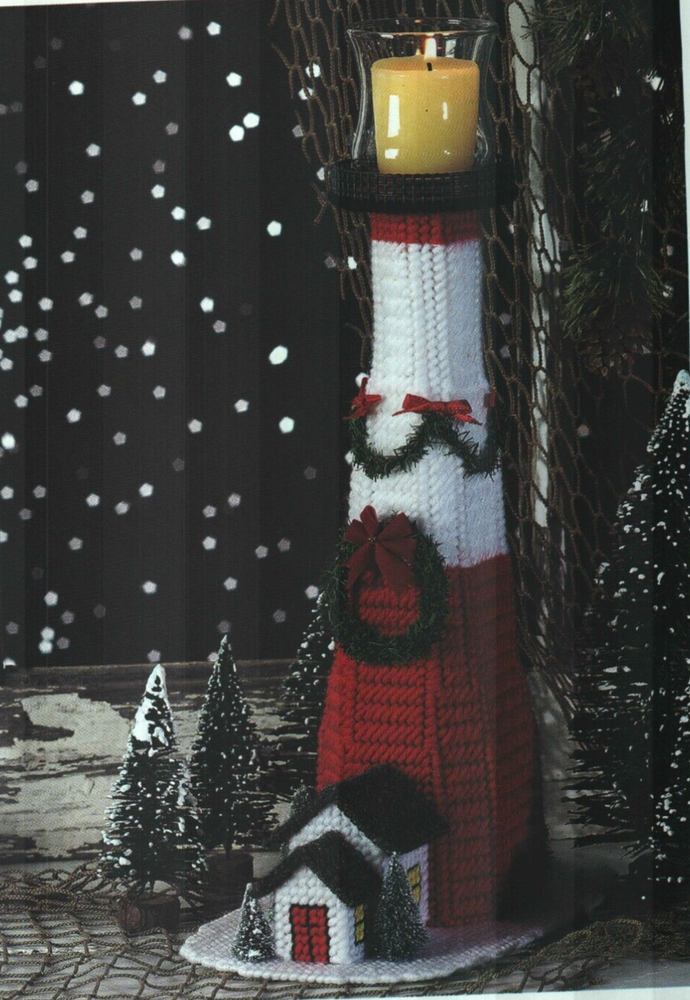 ROCKING RUDY REINDEER & HOLIDAY LIGHTHOUSE PLASTIC CANVAS PATTERN INSTRUCTIONS