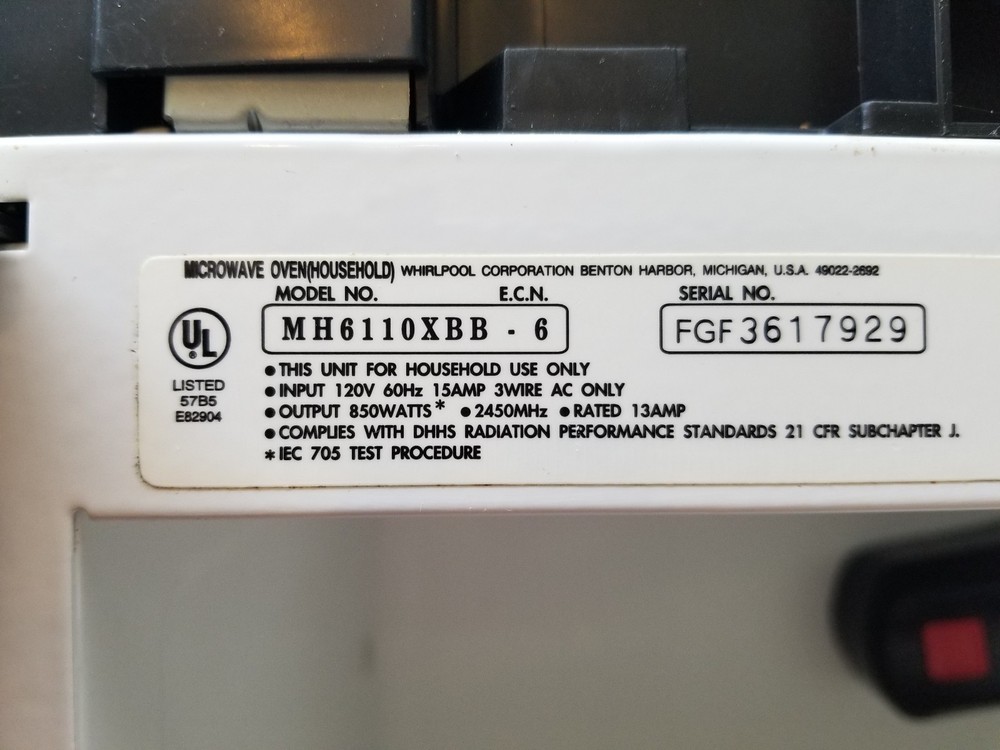 Genuine WHIRLPOOL Microwave, Control Board # 4359233