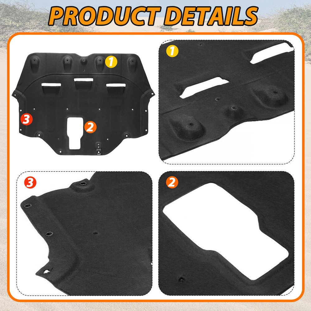 Black Front Engine Splash Shields Under Cover For 2015 2016 2017 Hyundai Sonata