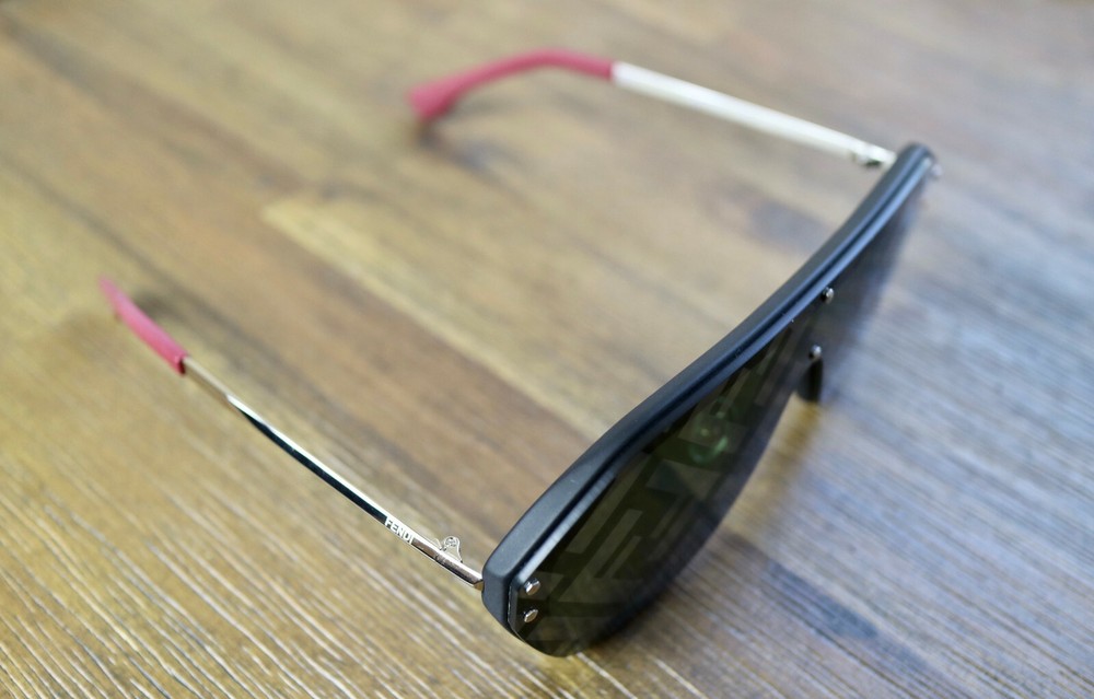 Fendi FFM0039 807XR Grey Lens Silver Frame Oversized Shield Sunglasses