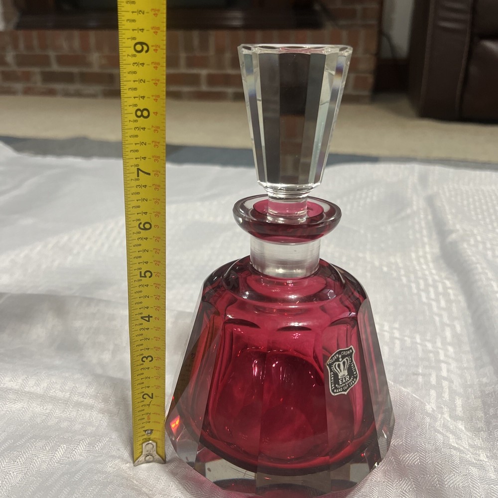 VINTAGE RUBY RED HEAVY CRYSTAL DECANTER- STUNNING!