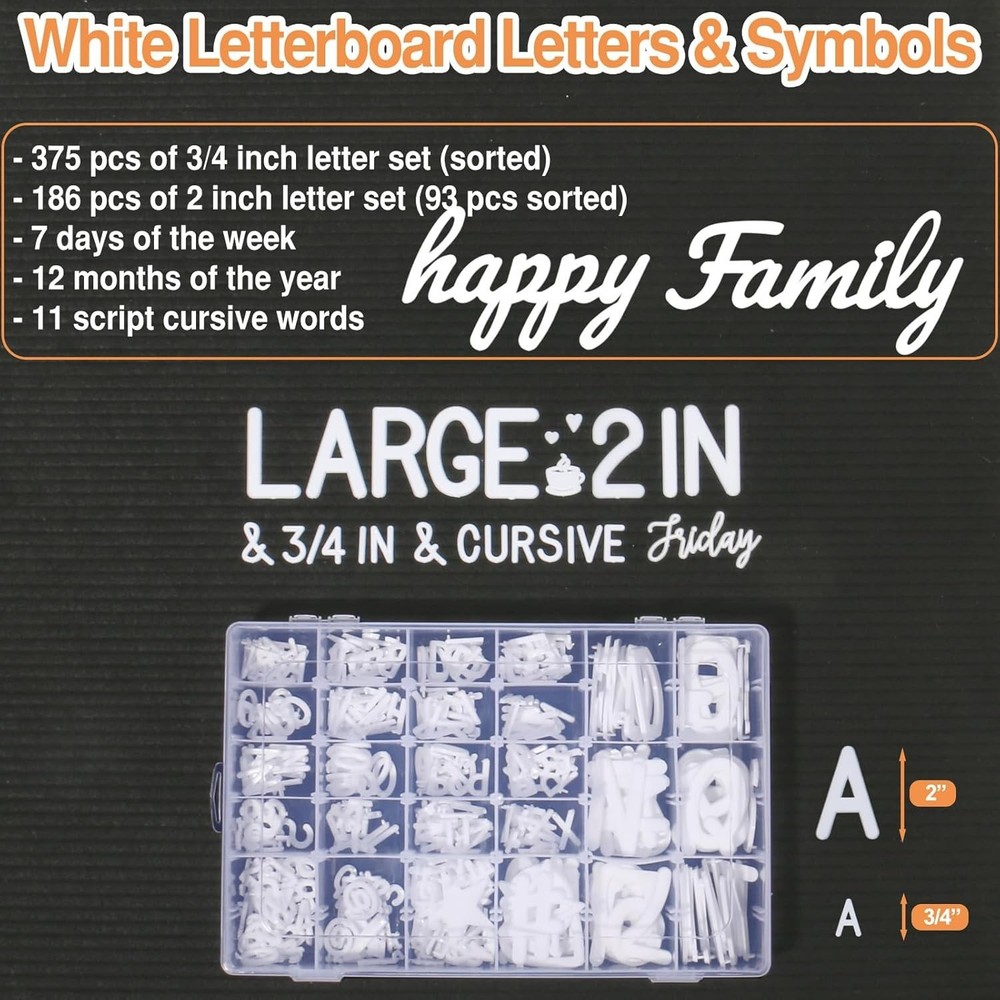 Creative Extra White Letter Set - 559 Pre-Cut Plastic Letters for Felt Boards