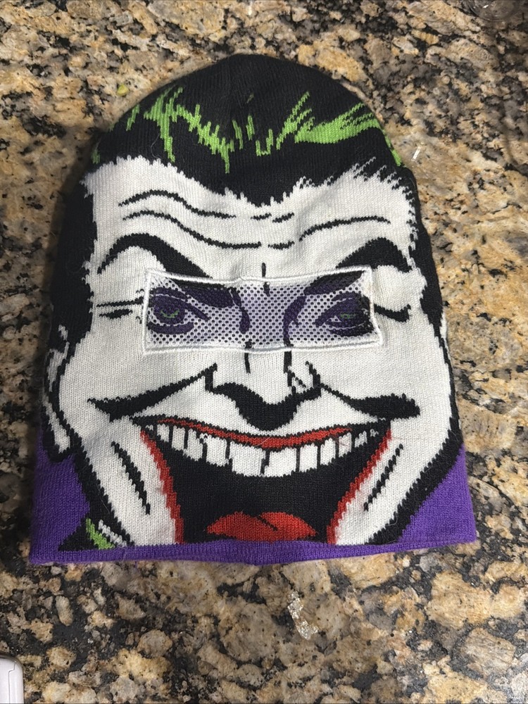 DC COMICS WB THE JOKER WINTER BEANIE HAT CAP PULL DOWN FACE COVER SKI Mask