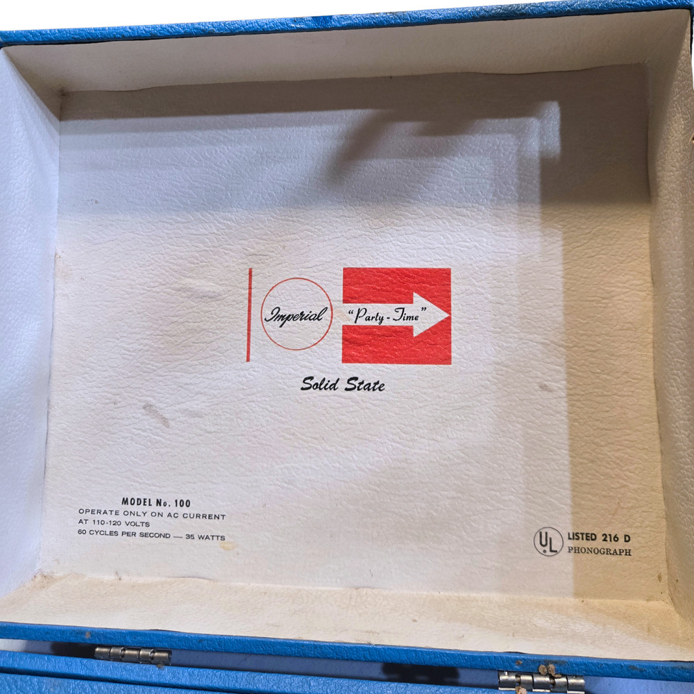 Vintage Sky Blue Imperial Party Time Solid State Small Record Player