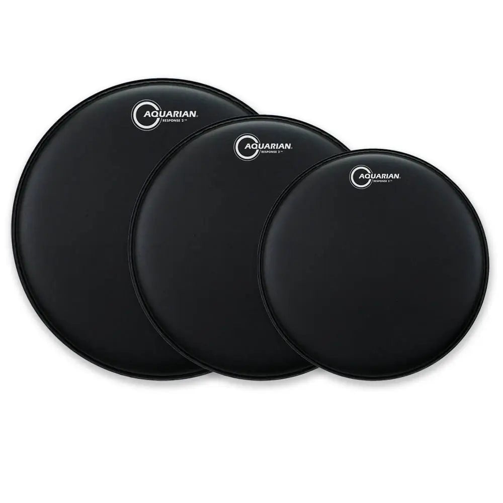 Aquarian Response 2 Coated Black Drumhead Pack 12/13/16