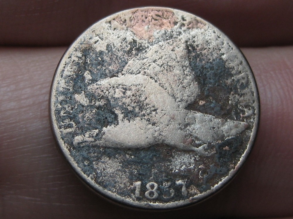1857 Flying Eagle Penny One Cent- Good/VG Details
