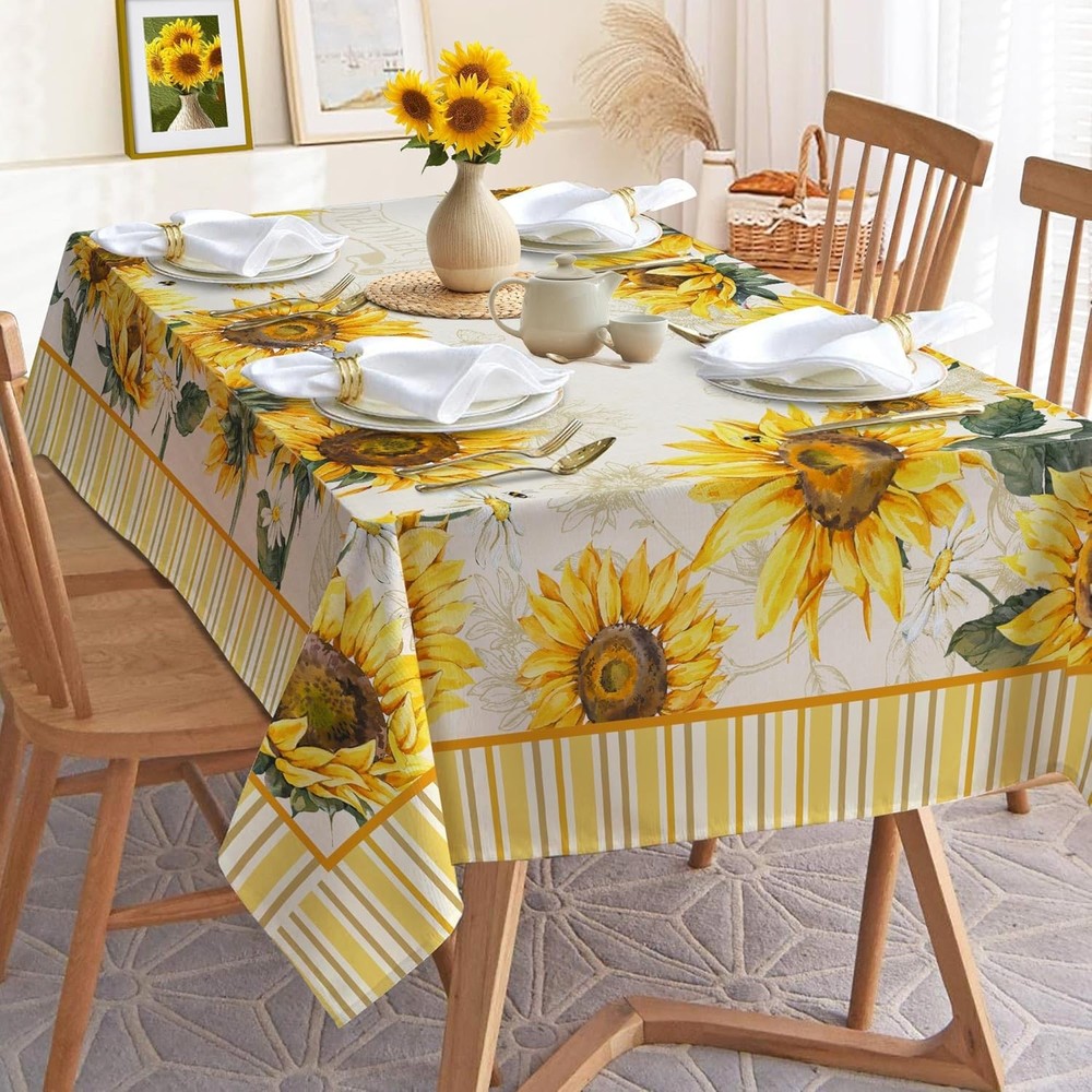 Hexagram Sunflower Tablecloth 60x84 Inch 60" x 84" (Rectangular),