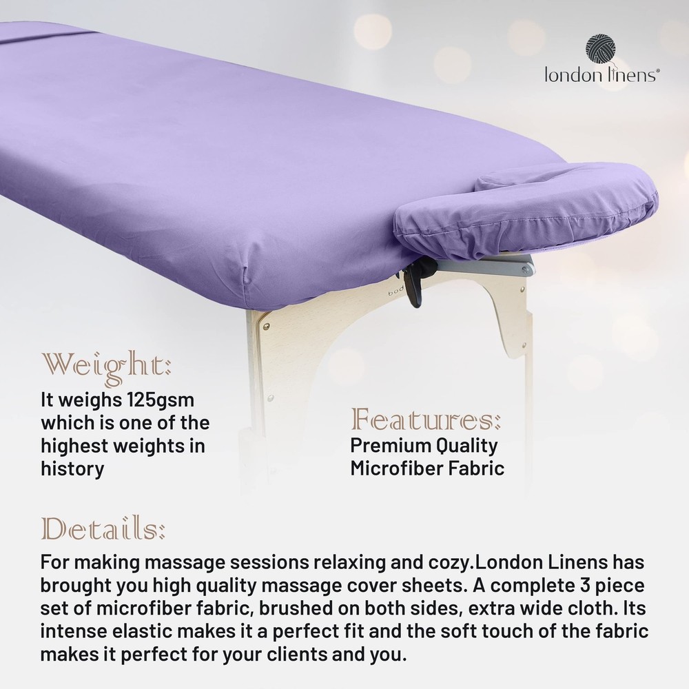 Soft Microfiber 3-Piece Massage Table Sheets - Super Lightweight, Stain and W...