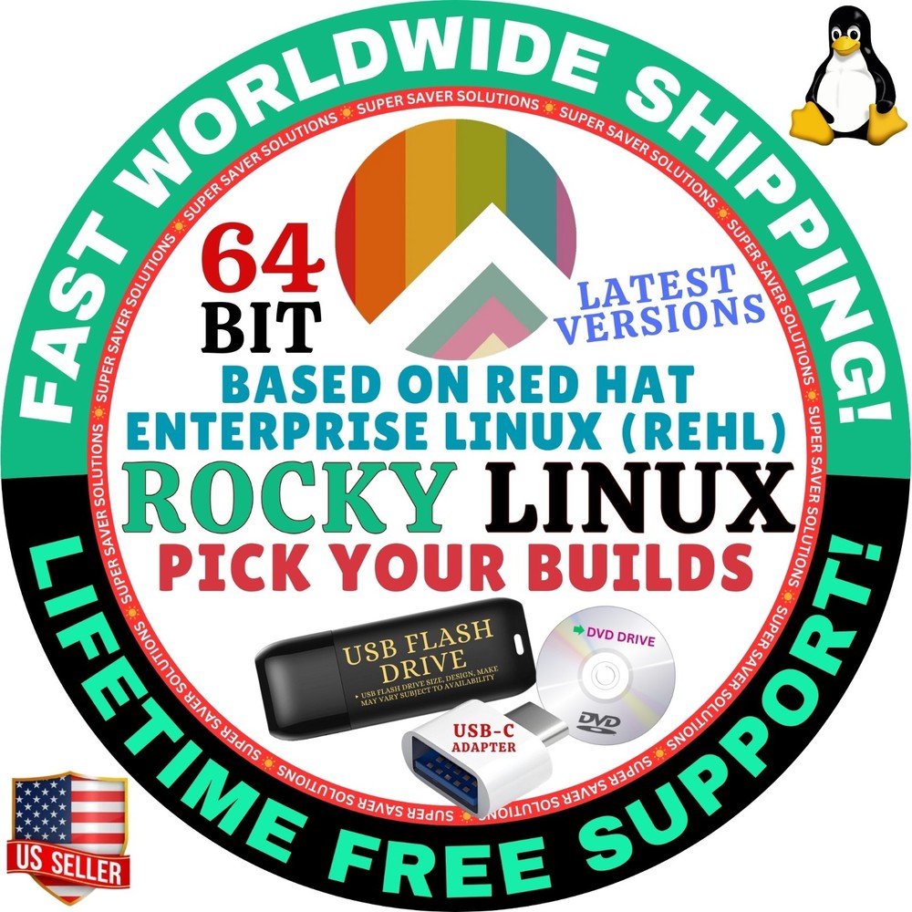 ROCKY LINUX OS LATEST VERSIONS | 64BIT | USB, DVD COMBOS | RED HAT REHL