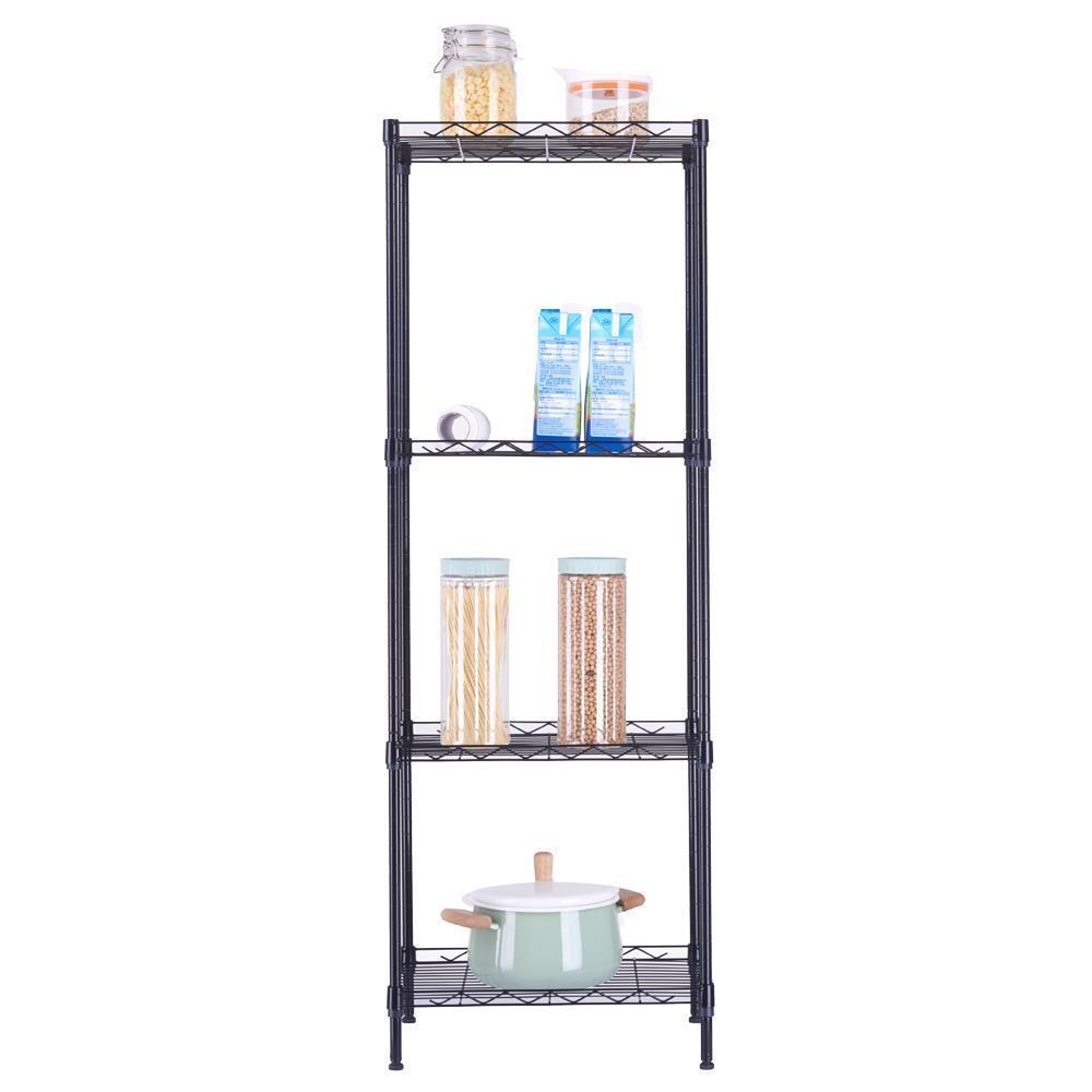 4 Tier Adjustable Storage Shelf Metal Storage Rack Kitchen Organizer Unit Holder