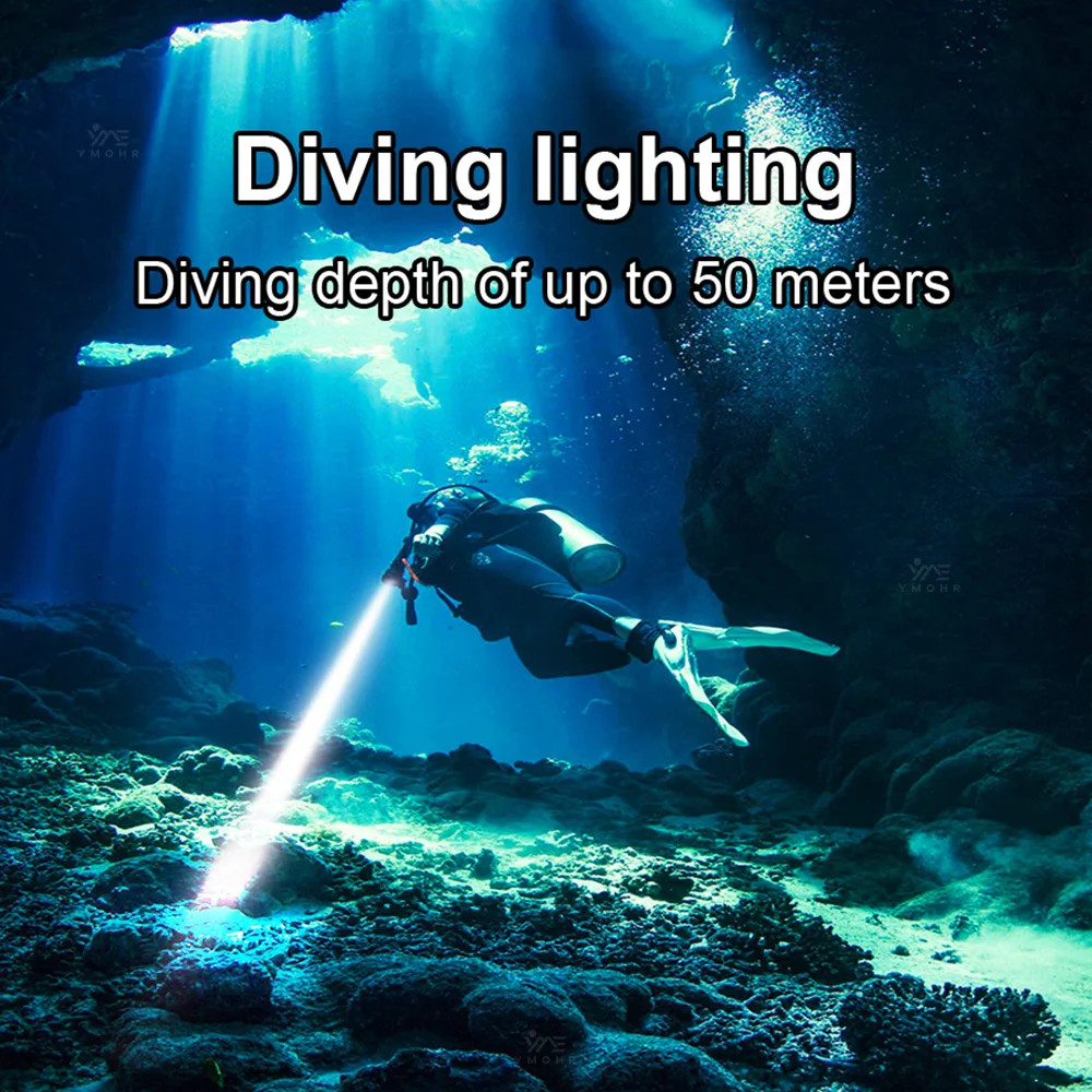 Diving Light USB Rechargeable Diving Flashlight Underwater Photography Light
