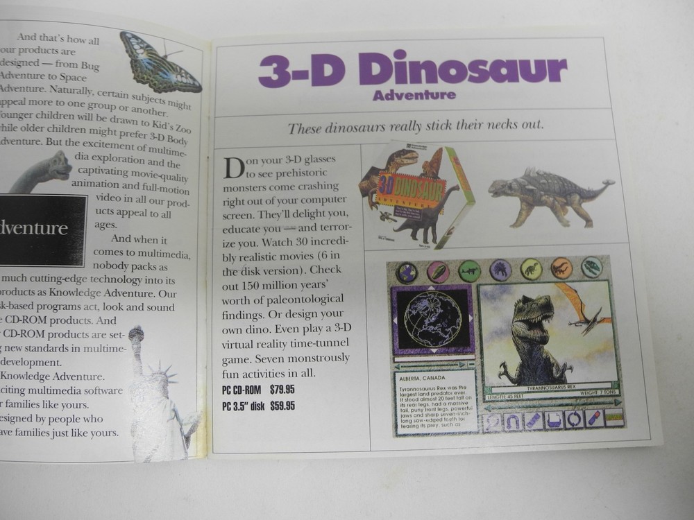 Knowledge Adventure 1993 Dinosaur Space Adventure PC/Mac CD-ROM