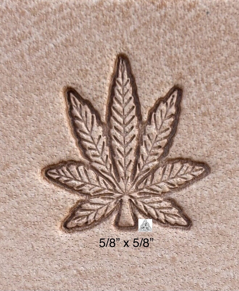 Full Handle Hemp Marijuana Leaf Stamp Leather Tool Leatherwork - Medium 5/8”