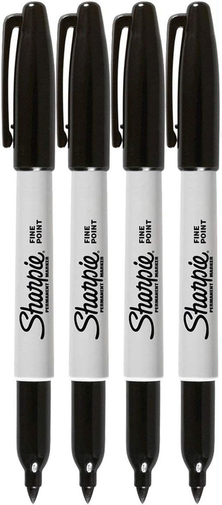 Permanent Markers, Fine Point, Black Ink (4-Pack)