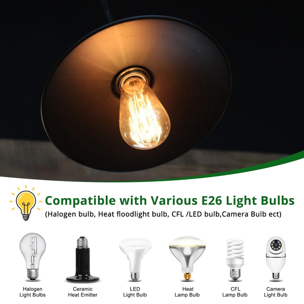 E26 Light Socket,Standard Medimun Screw Bulb Socket Lamp 8-Pack, Cream