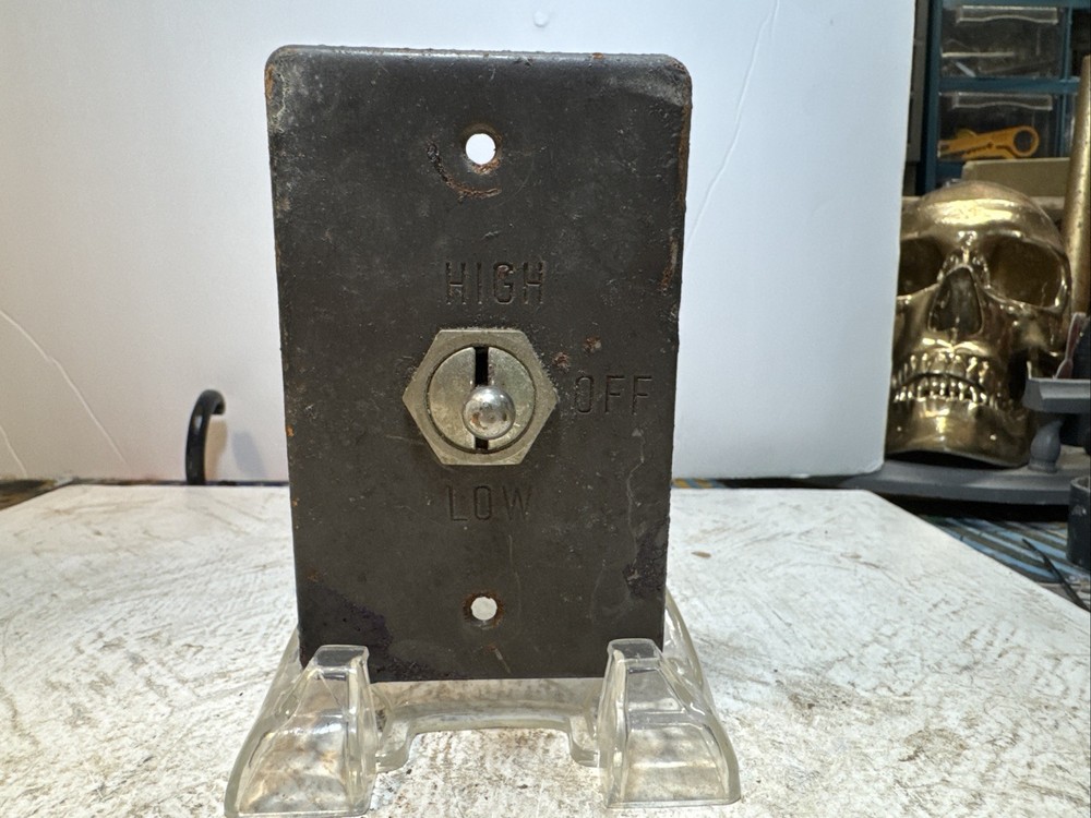 TOGGLE SWITCH Vintage two pole OFF/ON. Mounted Back Plate