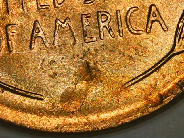 1956 D Lincoln cent retained lamination error rev.- BU RD !!