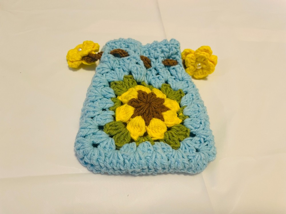 Crochet drawstring bag