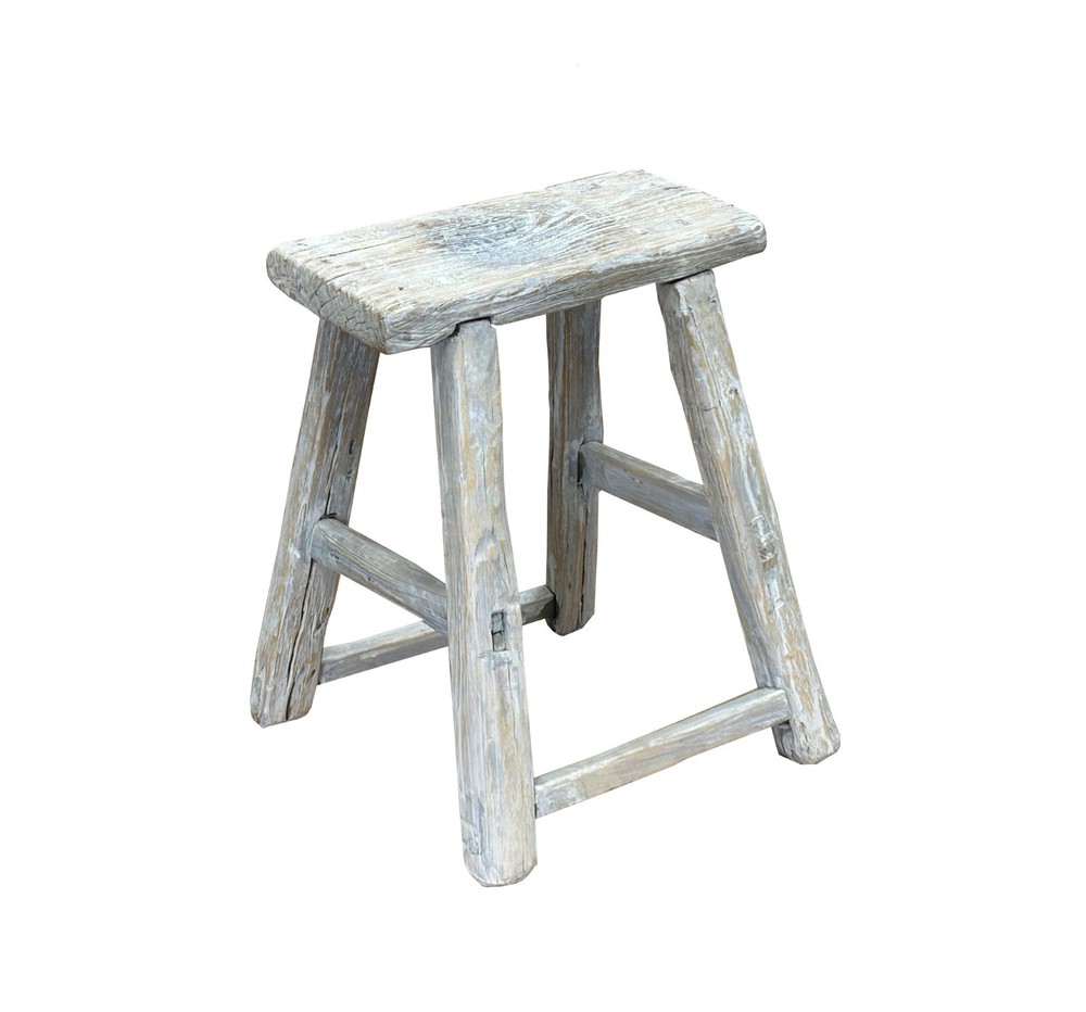 Rustic Raw Rough Wood Grain Rectangle Slim Stool Bench Side Table ws4592
