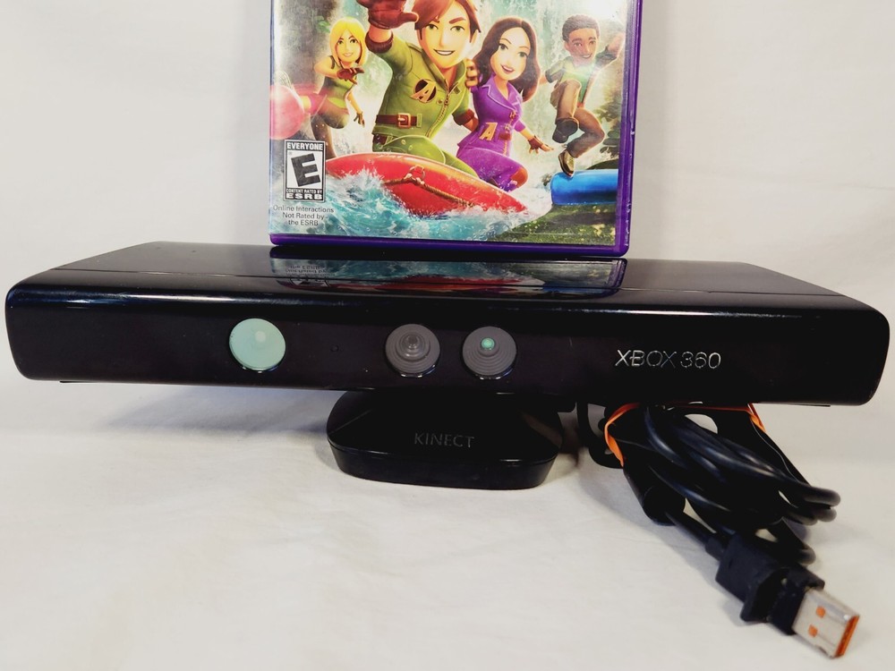 Microsoft Xbox 360 Kinect Black Sensor Bar Model 1414 & Kinect Adventure CIB