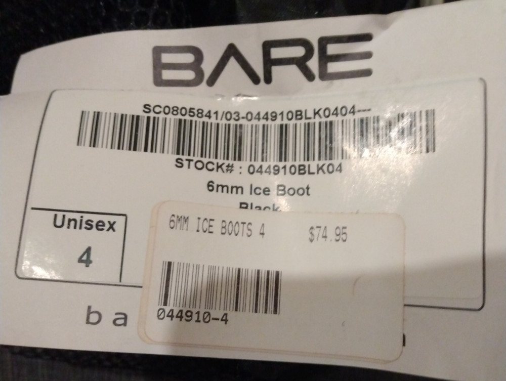 Bare 6mm Ice Boots Size 4