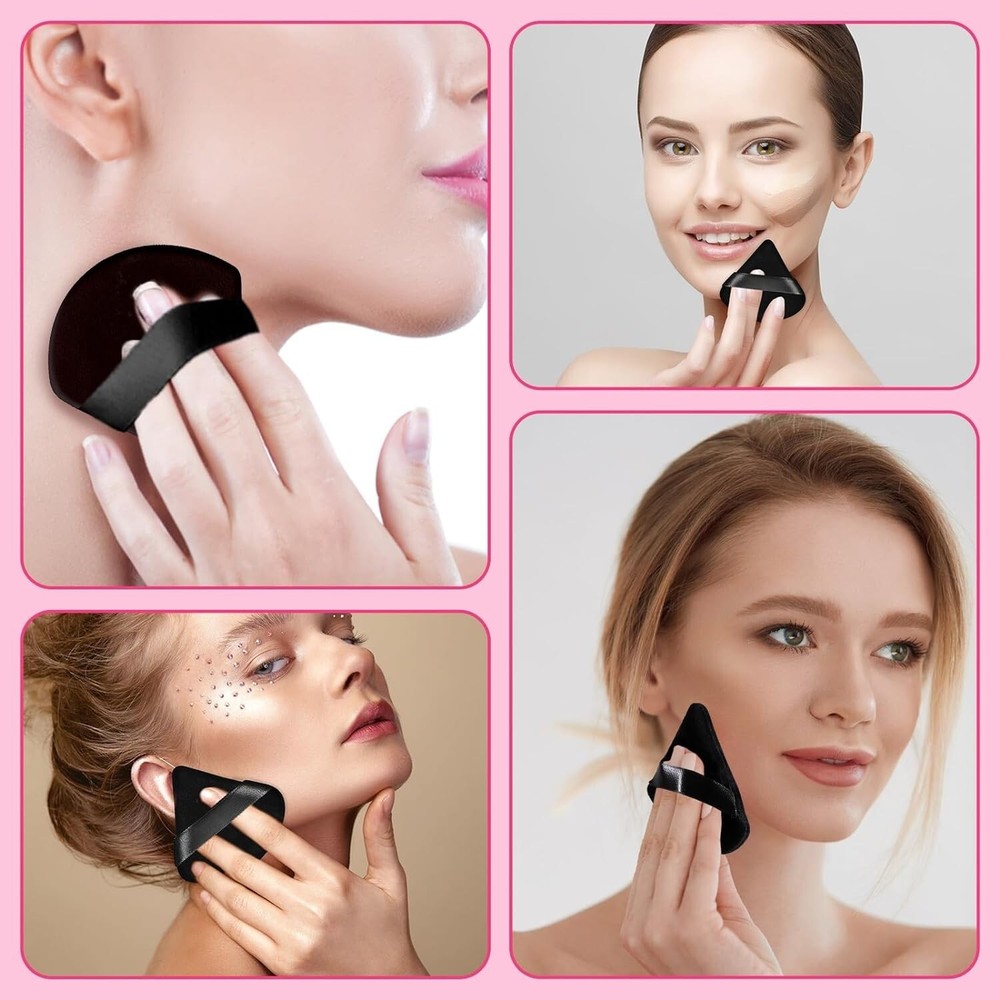 Dual-Use Triangle and Round Makeup Puffs - 6 Pcs for Perfect Application