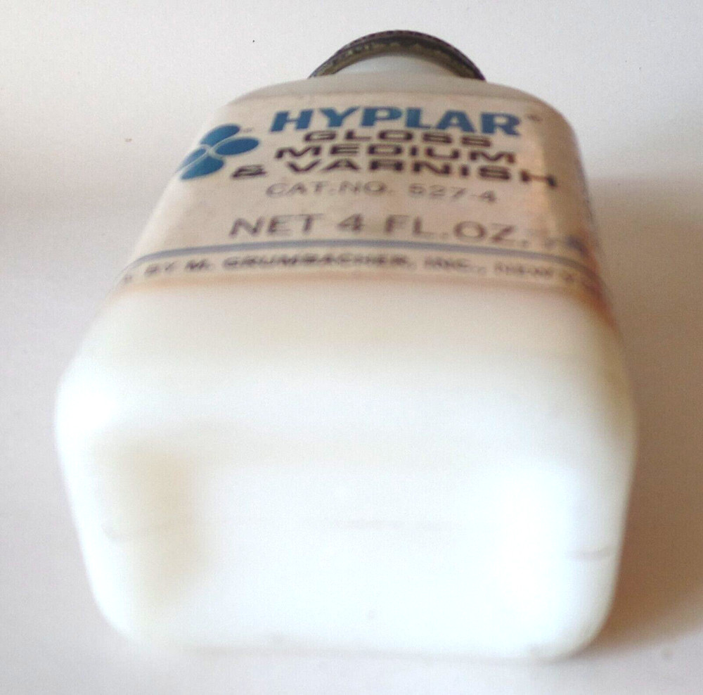 Vintage HYPLAR GLOSS MEDIUM & VARNISH Plastic Bottle & Lid