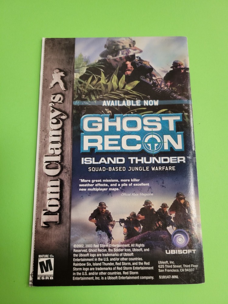Rainbow Six 3 Original Xbox MANUAL ONLY Authentic Original