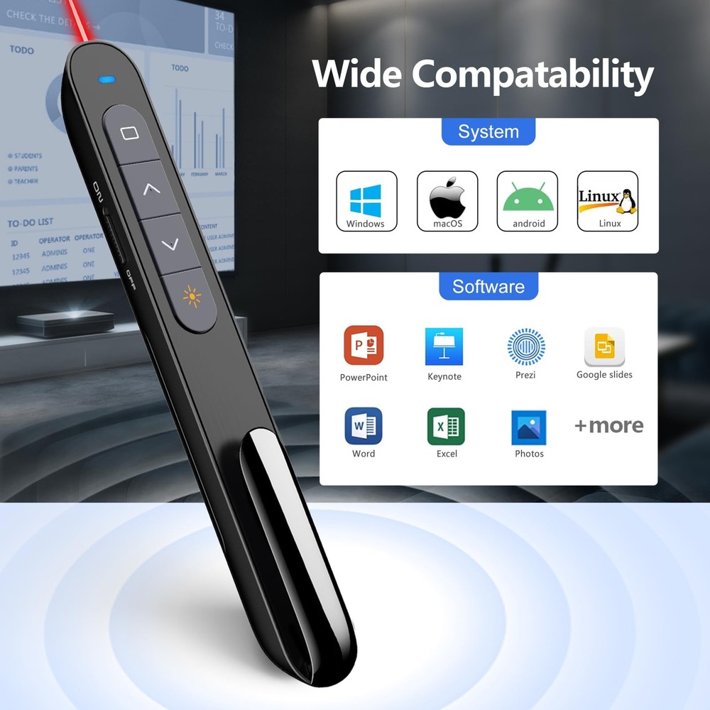 N76 Rechargeable Presentation Clicker Wireless Remote Red Light PPT Click
