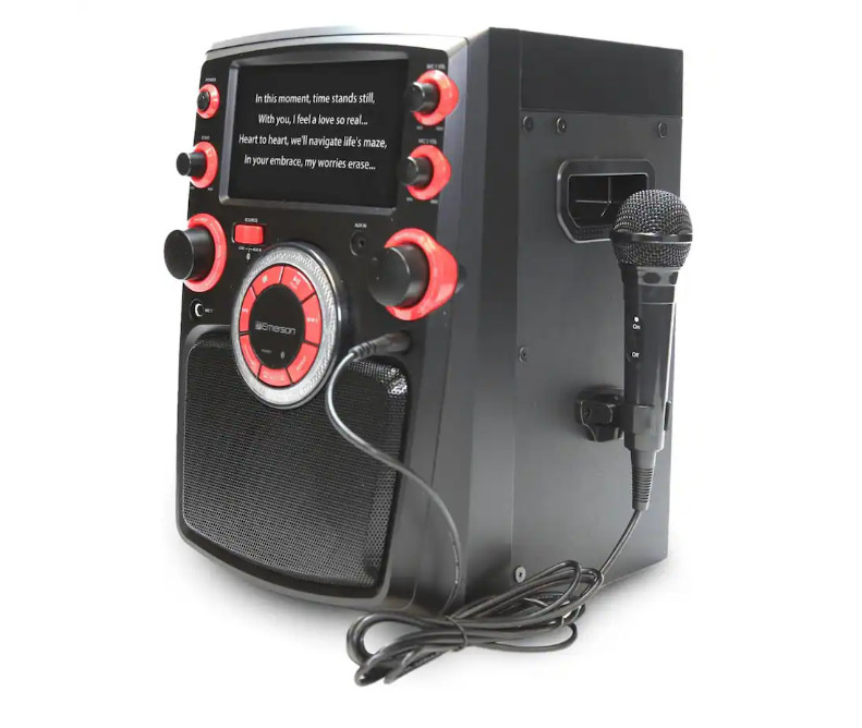 Emerson Portable Bluetooth Karaoke System w 7" LCD Display and Carrying Handle