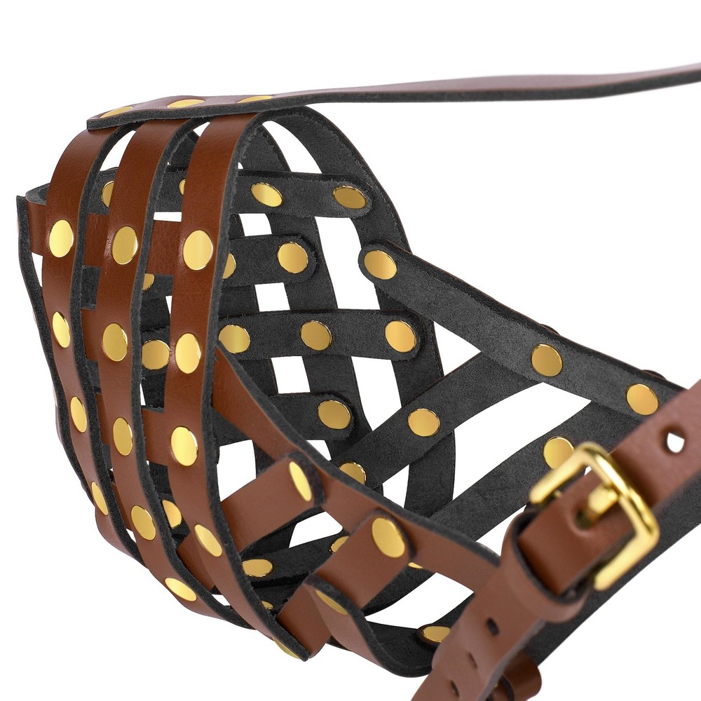 Labrador Dog Muzzle for Large Dogs - Leather Breathable Secure Basket Muzzle ...