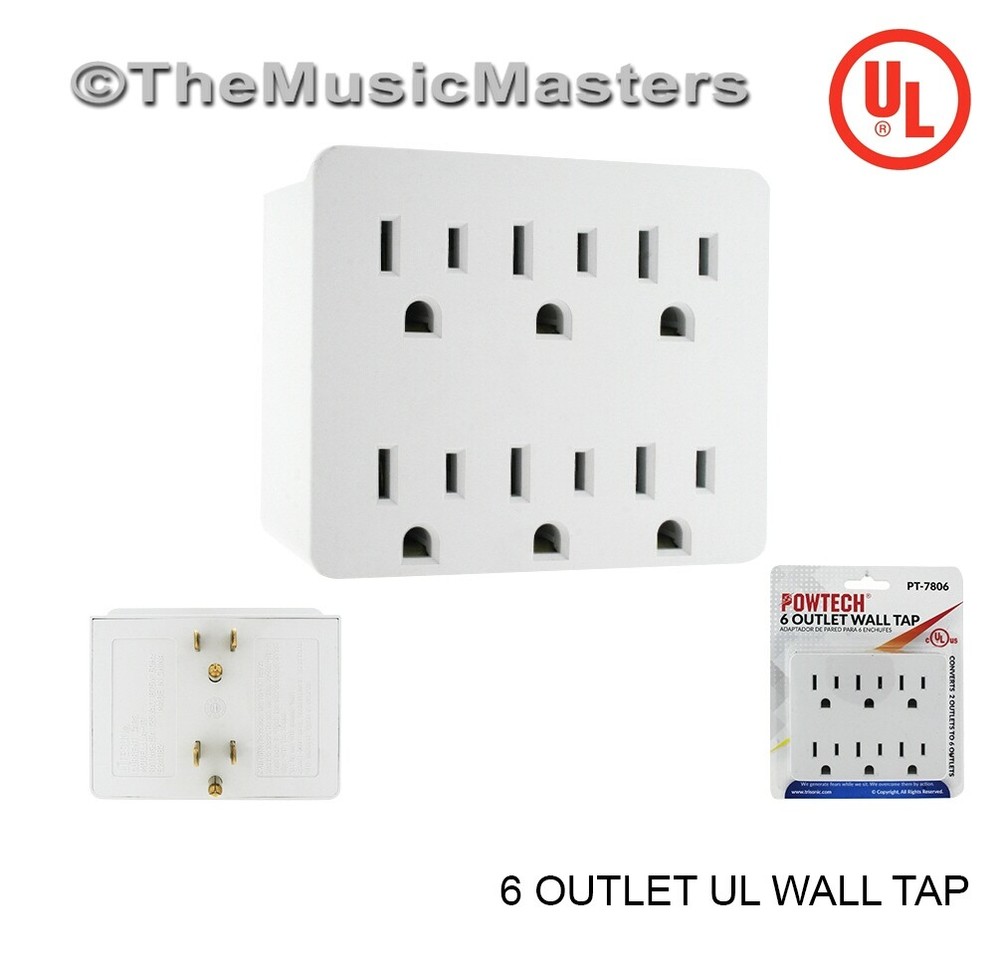 (4) Electrical Socket 6-Way Power Splitter 6 Outlet AC Wall Plug Adapter Cover