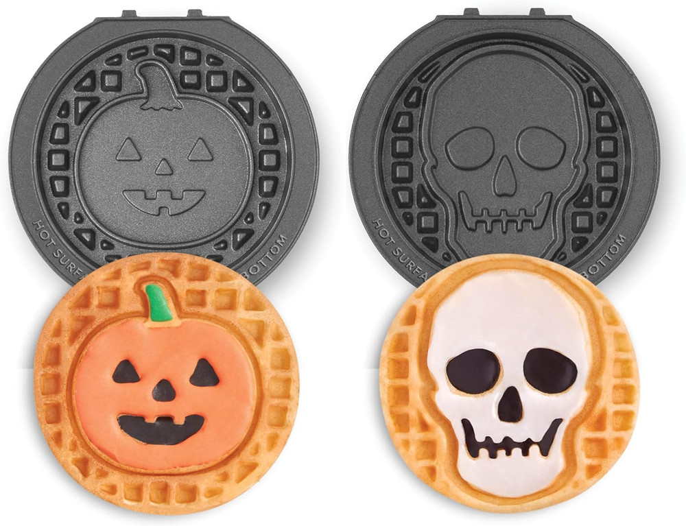 Multimaker Mini System Two 4” Nonstick Removable Waffle Plates (Skull & Jack-O-L