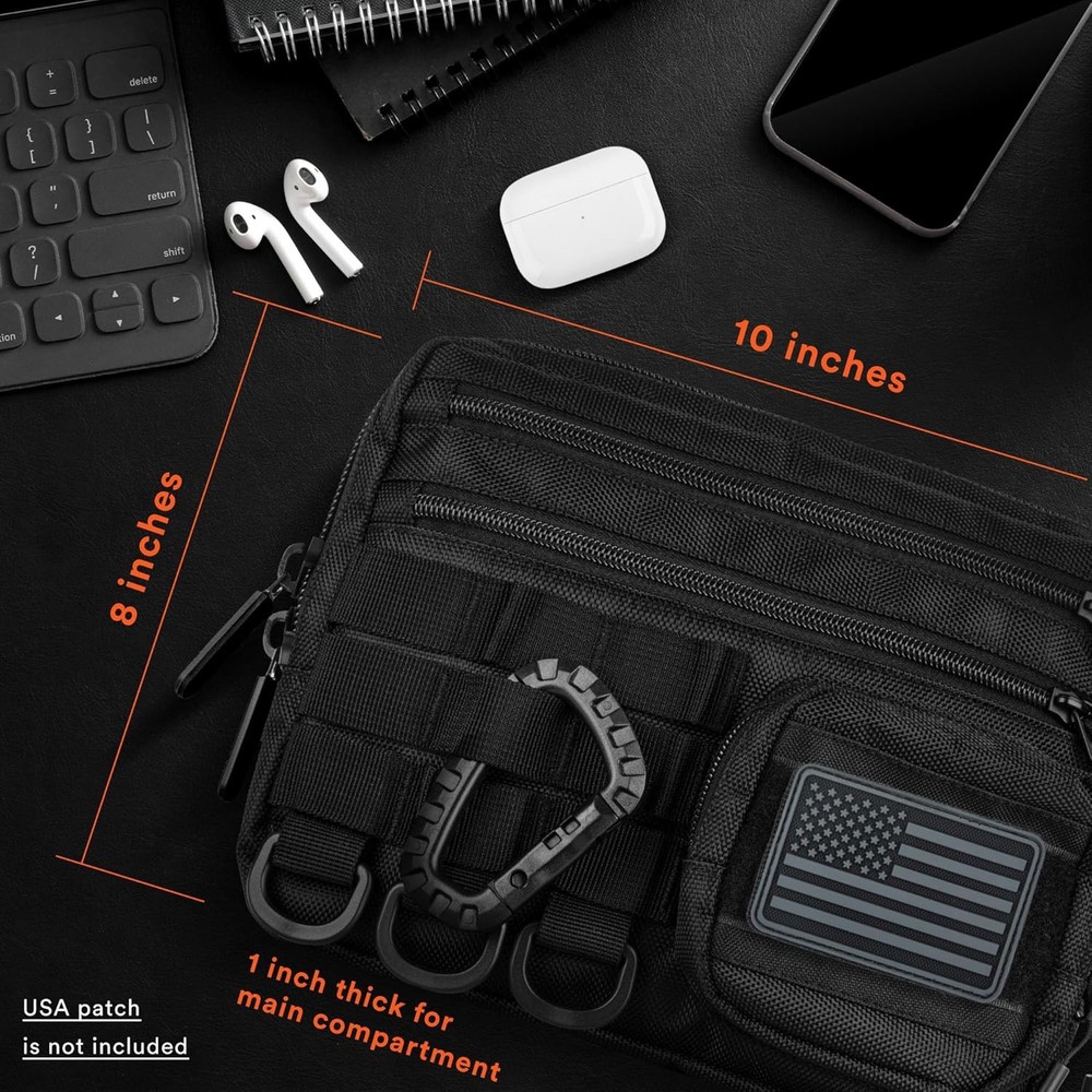 Fitdom Black Small Tactical Messenger Bag For Men. This EDC Has