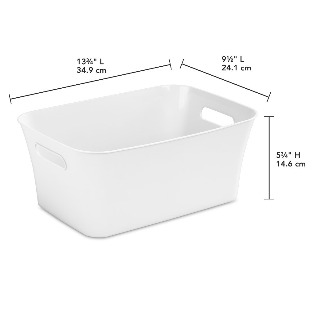 Mainstays Medium Bin, Open Plastic Storage Containers, White, 6 Pack
