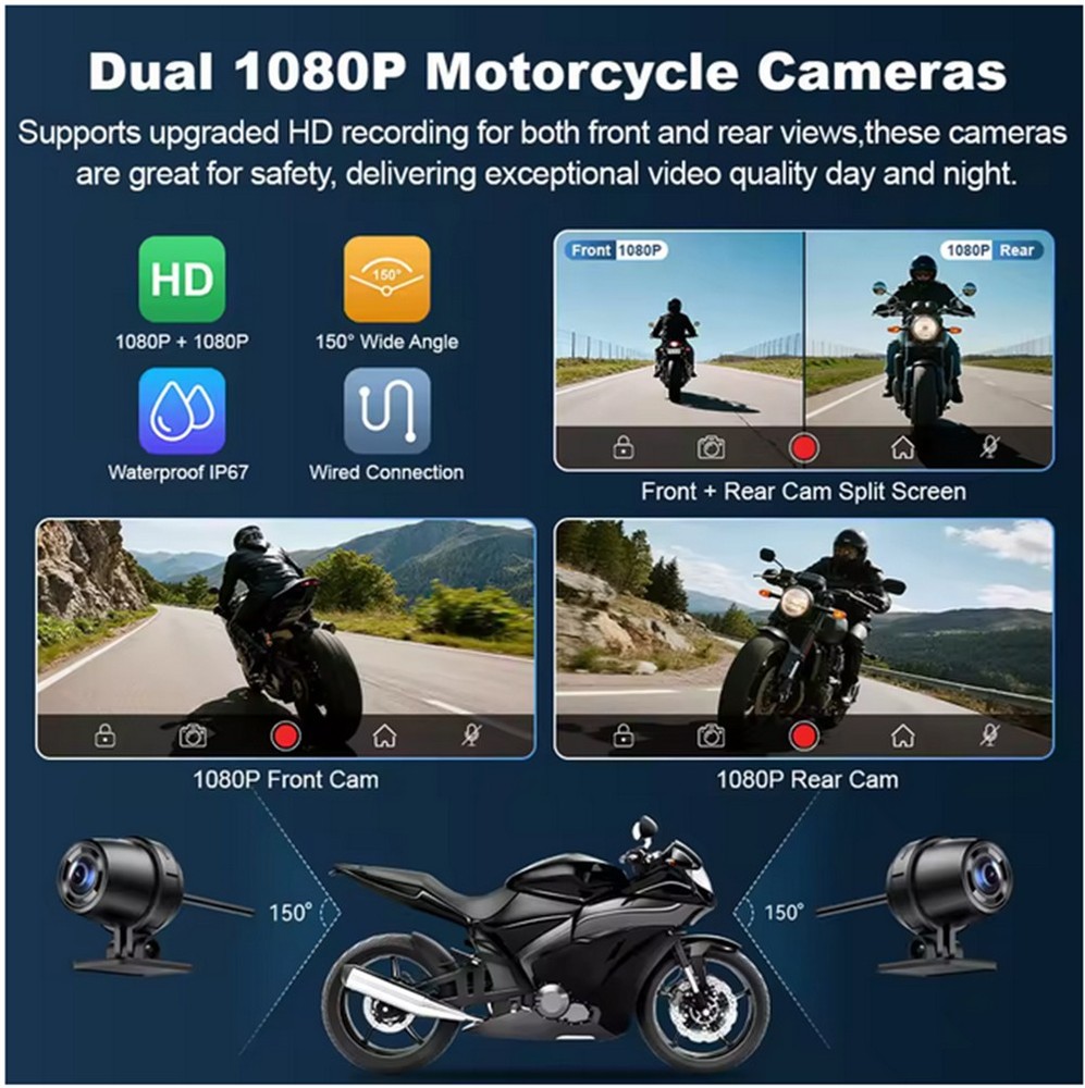 7 " Motorcycle Wireless Carplay Android Auto Screen Dual Bluetooth GPS Nav TPMS