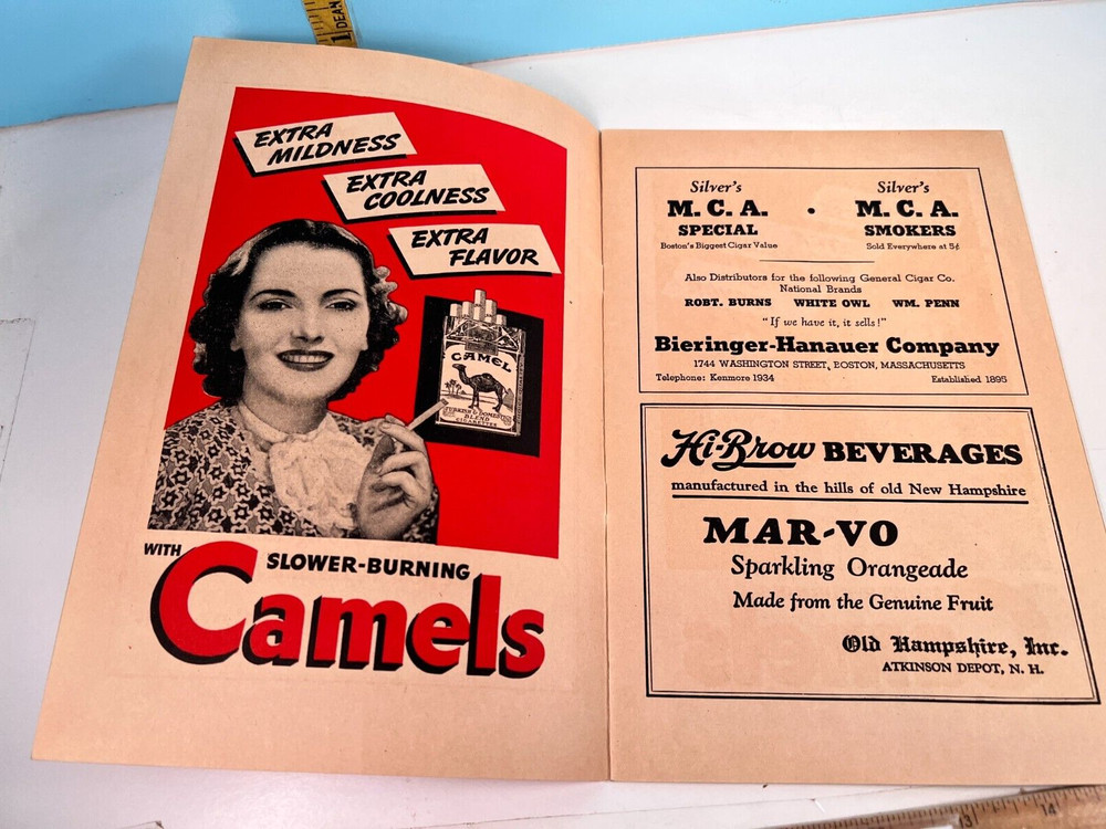 1940 Boston Braves Baseball Program vs Reds Unscored HIGH GRADE🔥