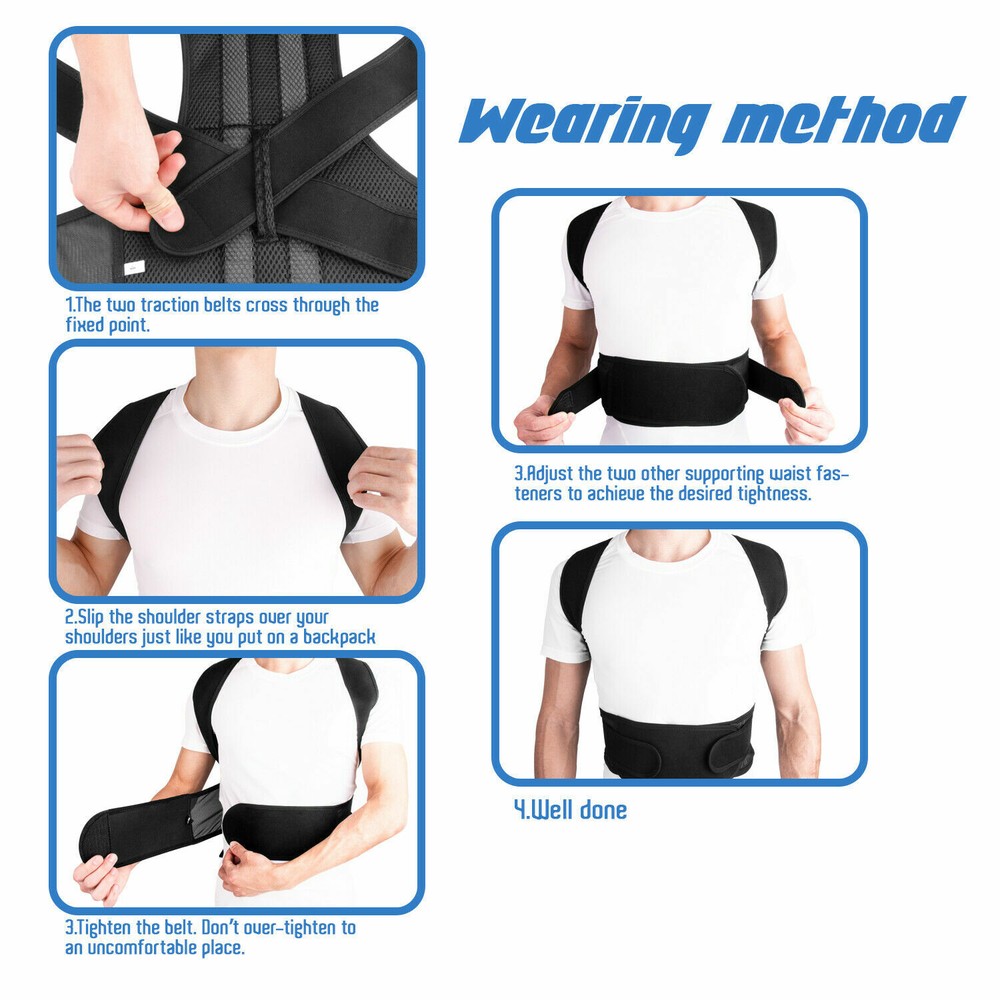 Comfortable Upper and Back Brace Adjustable Back Straightener Support for Unisex