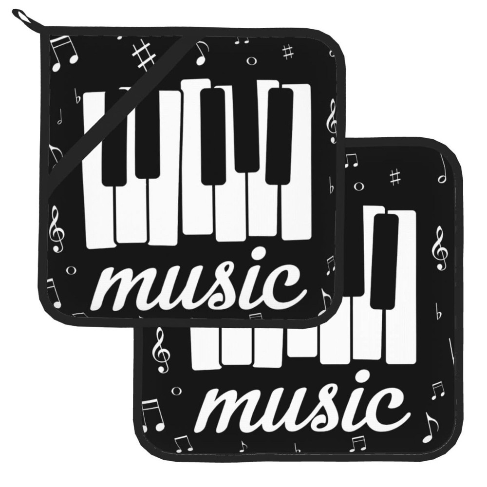 Pot Holders for Kitchen Music Notes One Size, Piano Key Black