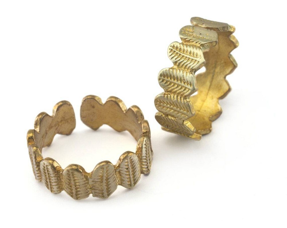 Minimalist Leaves Ring Adjustable Raw brass (17mm 7US inner size) 2741