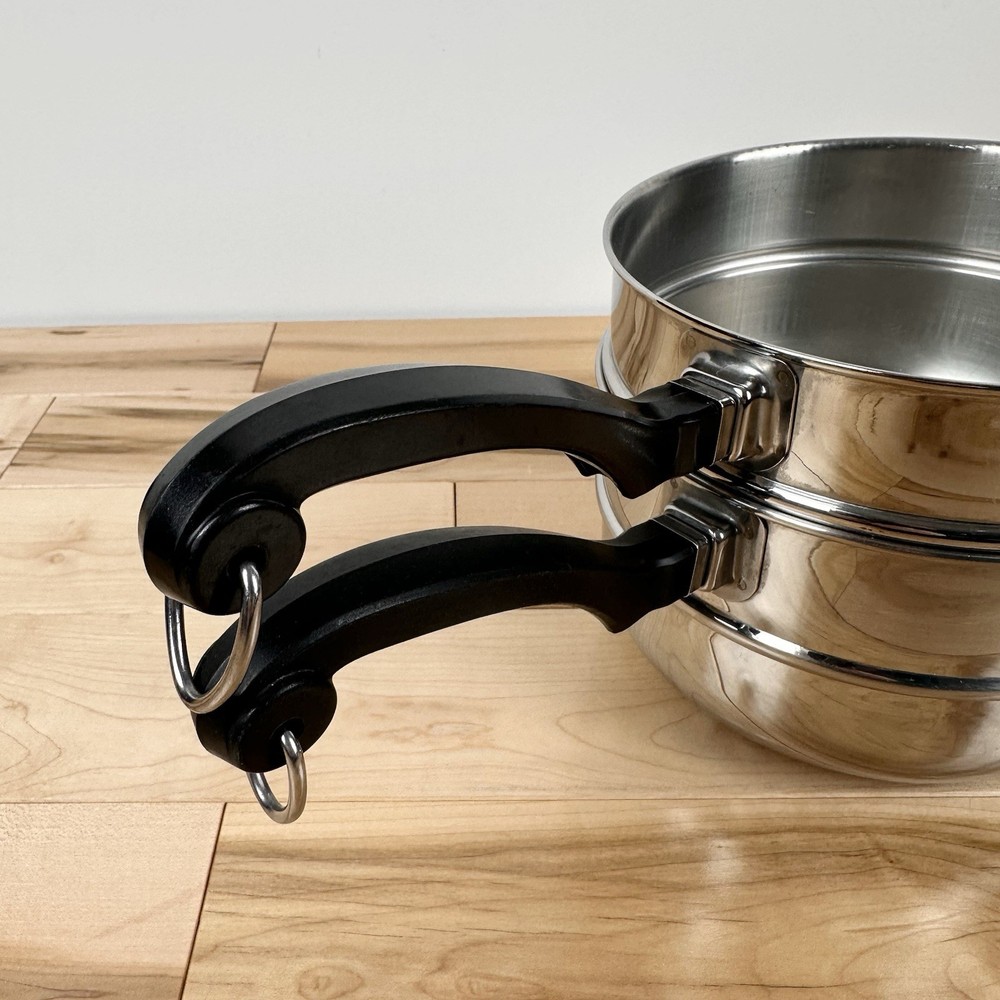 Farberware 7” Round Deep Stainless Double Boiler & Steamer Strainer Insert Set