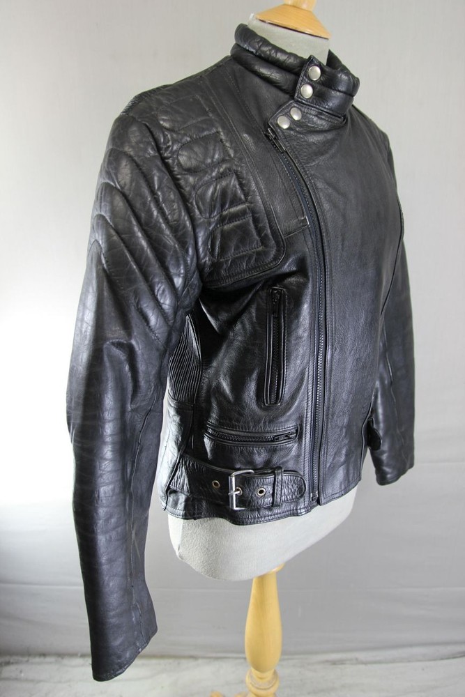 CLASSIC BLACK LEATHER BIKER JACKET 36 INCH/SMALL