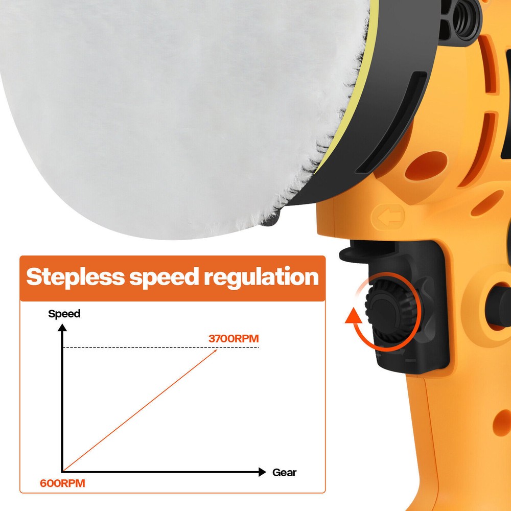 800W Car Polisher Buffer Sander Machine, 5" Pad Bonnet, Locking Switch